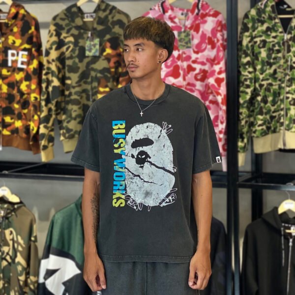 BRANDNEW BAPE Garment Dye Relaxed Fit Acid Black Tee (Medium)