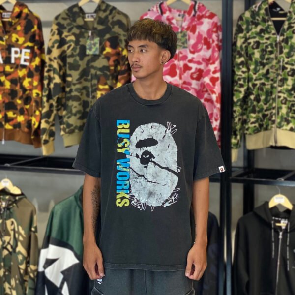 BRANDNEW BAPE Garment Dye Relaxed Fit Acid Black Tee (XL)