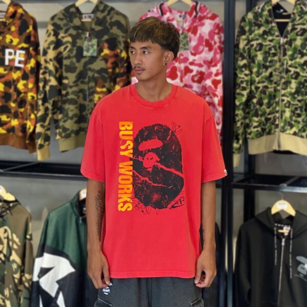 BRANDNEW BAPE Garment Dye Relaxed Fit Acid Red Tee (XL)