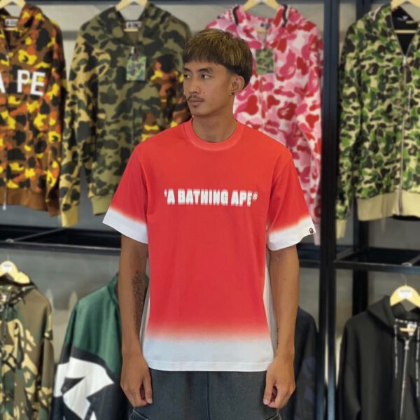 BRANDNEW BAPE Spray Print Relaxed Fit Red Tee (Medium)