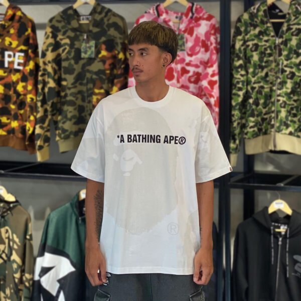 BRANDNEW BAPE Water Print Ape Head Relaxed Fit White Tee (XL)