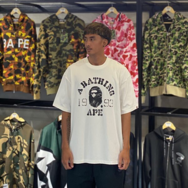 BRANDNEW BAPE Screen Print College Relaxed Fit Ivory Tee (2XL)