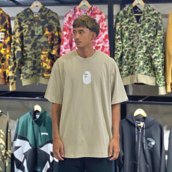BRANDNEW BAPE Pigment Ape Head Relaxed Fit Olive Tee (2XL)