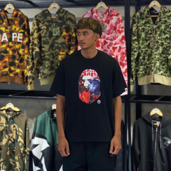 BRANDNEW BAPE Photo Print Ape Head Relaxed Fit Black Tee (Large) - SOLD