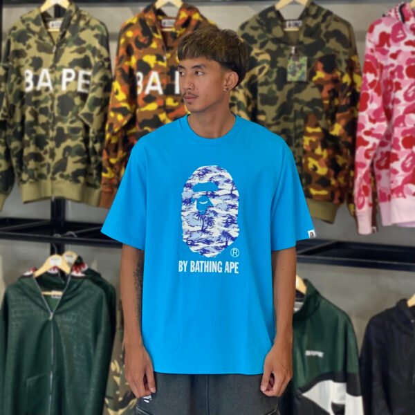BRANDNEW BAPE Palm Tree Camo Relaxed Fit Blue Tee (Large)