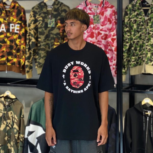 BRANDNEW BAPE Palm Tree Camo Busy Works STA Relaxed Fit Black Tee (XL)