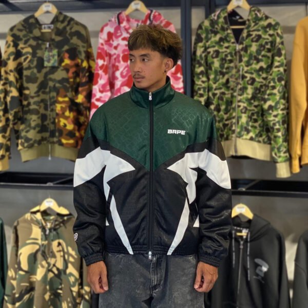 BRANDNEW BAPE Croc Pattern Green Padded Zip Up Track Jacket (Large)
