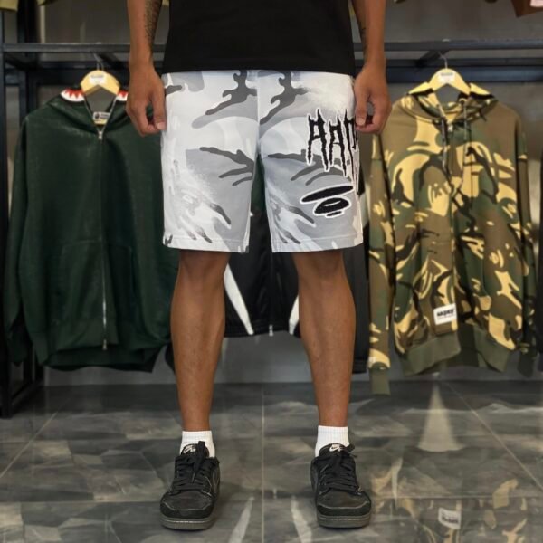 BRANDNEW AAPE BY *A BATHING APE® UNVS Moonface White Camo Sweat Shorts (Small)